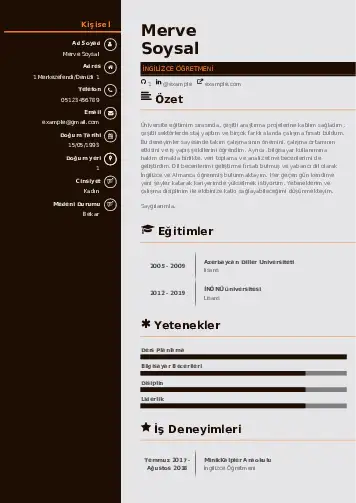 Yabancı Dil Öğretmeni Cv Örnekleri cv indir